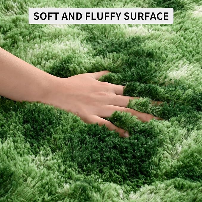 Tepook Fluffy Dark Green Rugs for Living Room Bedroom, 8x10 Soft Area Rug - Image 7