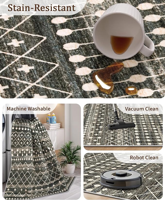Miukiki 6x9 Area Rug for Living Room Moroccan Washable Rugs Non Slip Indoor - Image 4