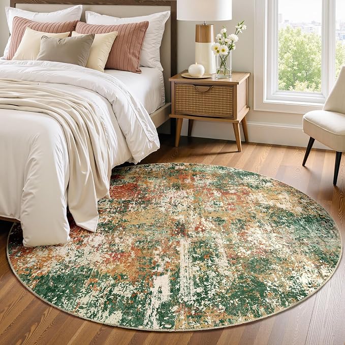 RELEANY Washable Area Rugs 4ft Non-Slip Modern Abstract Soft by RELEANY