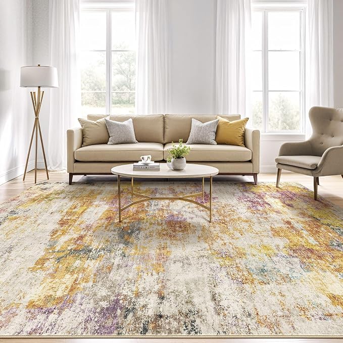 9x12 Area Rugs Living Room: Machine Washable Large Abstract Modern Soft Rug - Image 4