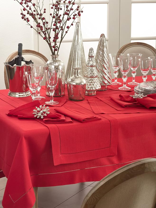 SARO LIFESTYLE Hemstitched Border Tablecloth - Image 3