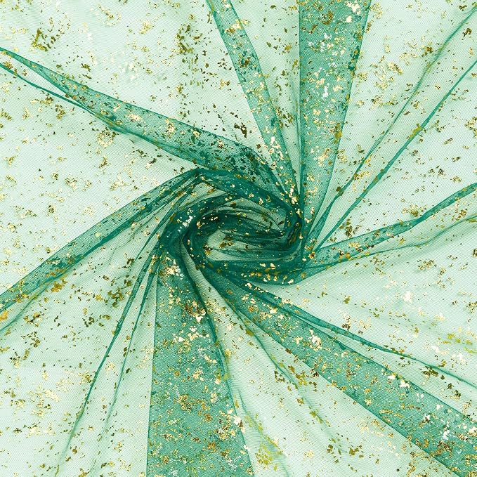 Artoid Mode 6PCS Green Gold Gauze Table Runner 120 Inch 10FT, Glitter Metallic - Image 3