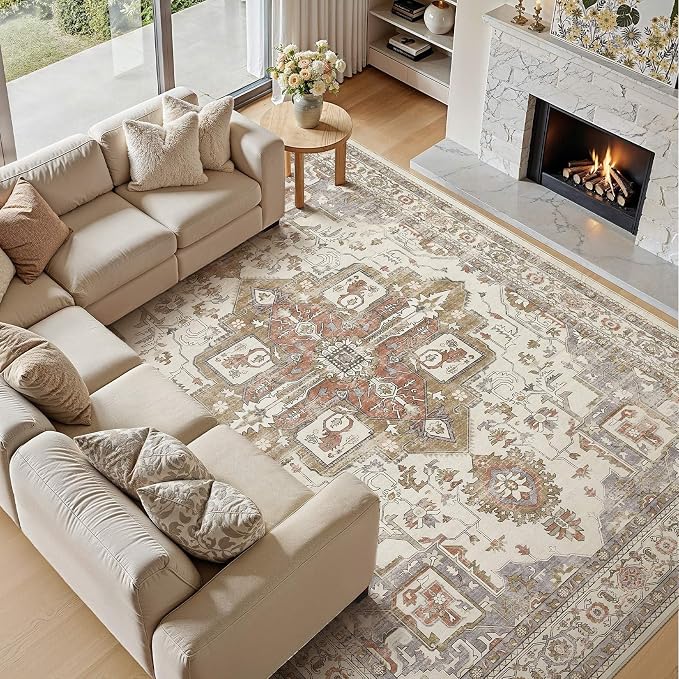 8x10 Washable Area Rugs for Living Room, Large Rug Non Slip Backing Vintage - Image 2