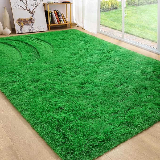 BENRON Green Fluffy Rugs for Living Room Bedroom 4x6, Soft Plush Fuzzy Shaggy by BENRON