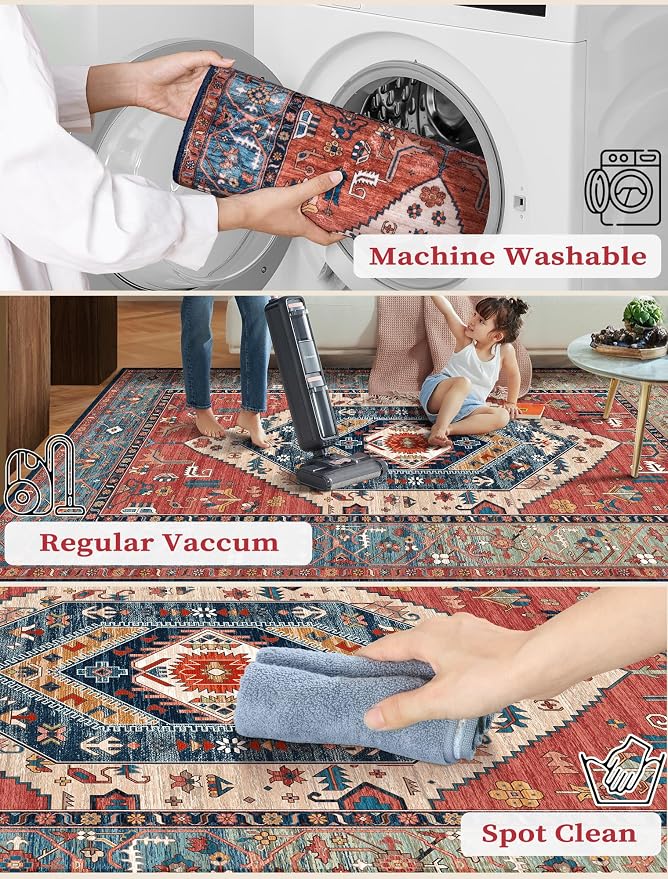 SERISSA Boho Kitchen Runner Rug, 3x7 Washable Non-Slip Runner Rug - Image 2