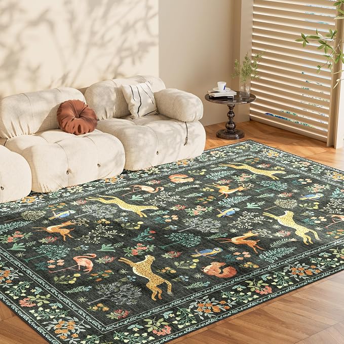 DUKINO 9x12 Rug, Washable Animal Living Room Rug - Image 9