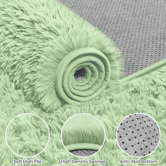 6x9 Area Rugs for Living Room Rug: Soft Fluffy Shag Mint Green Rugs for Bedroom - Image 8