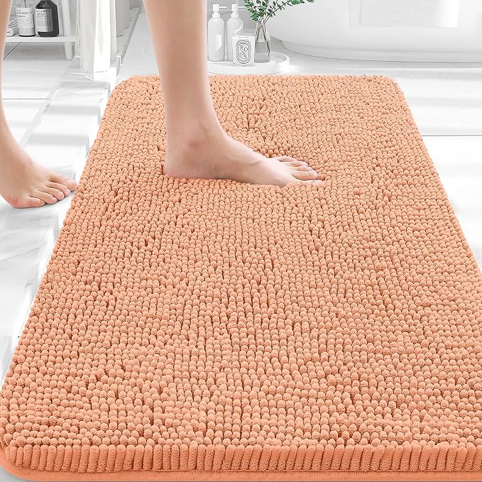OLANLY Bathroom Rugs 30x18, Extra Soft Absorbent Chenille Bath Rugs, Rubber by OLANLY