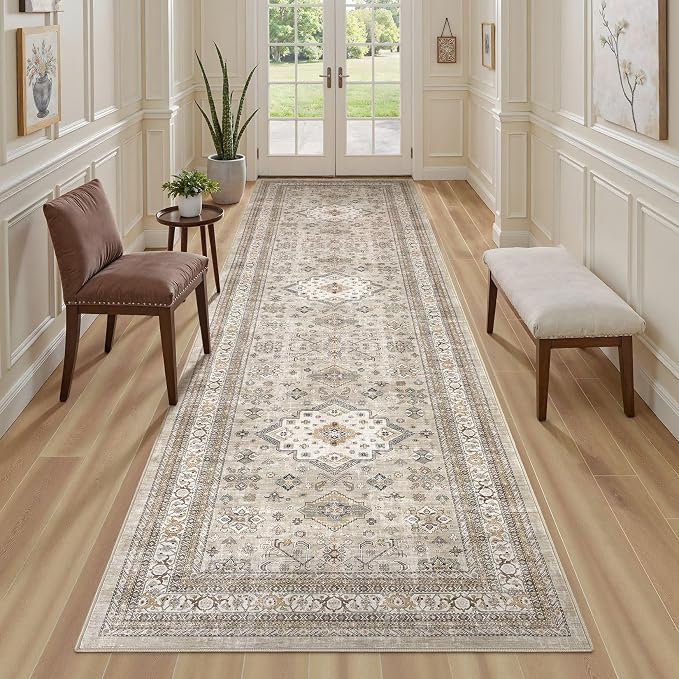 Vintage Hallway Runner Rug 3x10: Large Soft Washable Entryway - Image 4