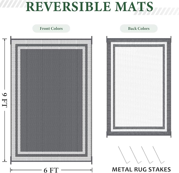 HappyTrends, Outdoor Rug, Patio Rug, Reversible Portable Plastic Straw Rug - Image 2
