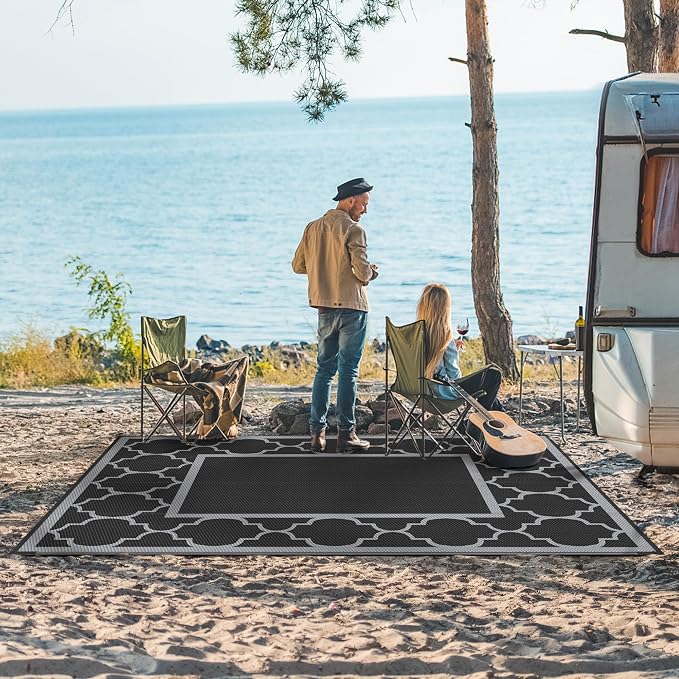 GENIMO 8' x 10' Outdoor Rug Patio Waterproof, Reversible Plastic Straw Area - Image 2