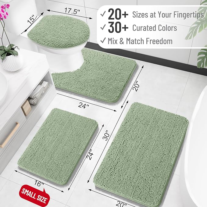 OLANLY Toilet Rugs U-Shaped 24x24, Extra Soft Absorbent Chenille Contour - Image 2
