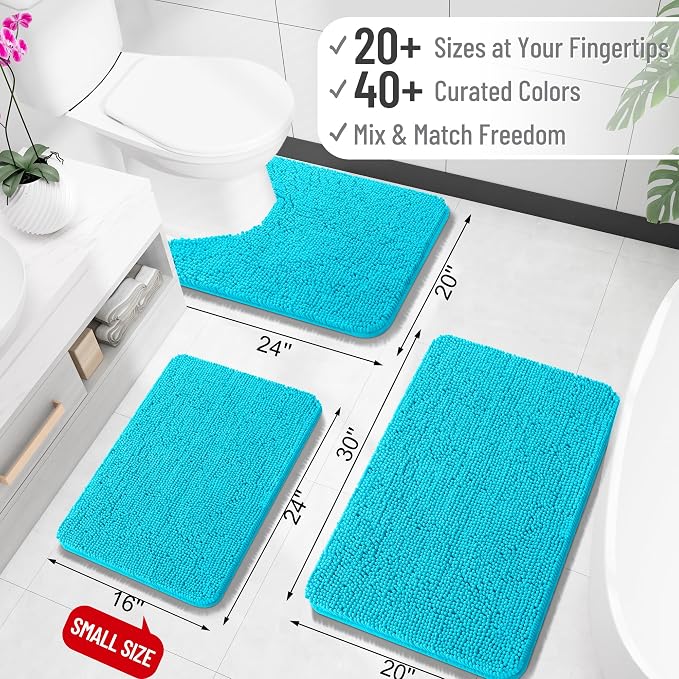 OLANLY Bathroom Rugs 30x18, Extra Soft Absorbent Chenille Bath Rugs, Rubber - Image 2