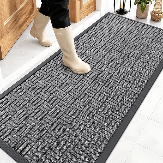 OLANLY Front Door Mat Outside Entrance 59x23, Heavy Duty Sturdy Natural Rubber by OLANLY