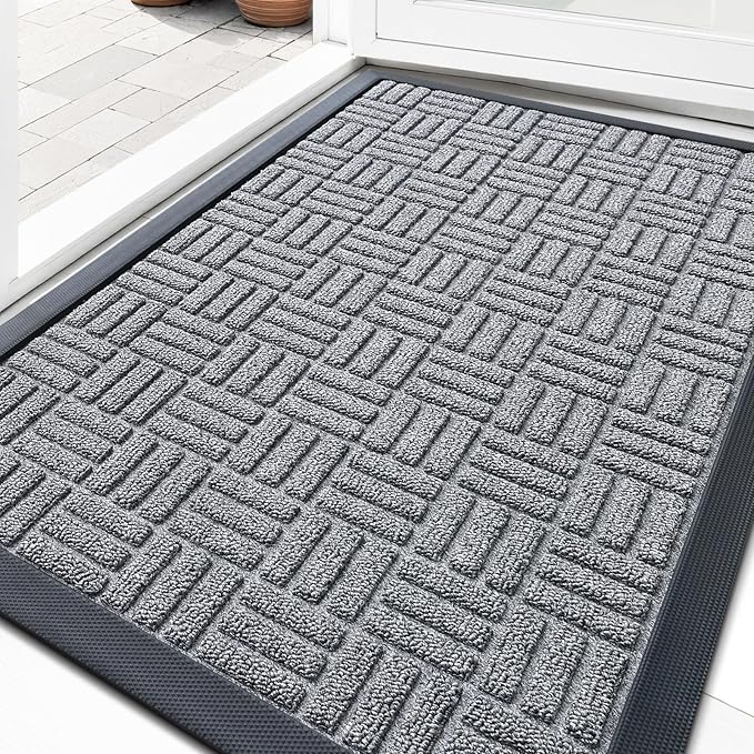 OLANLY Front Door Mat Outside Entrance 33x21, Heavy Duty Sturdy Natural Rubber by OLANLY