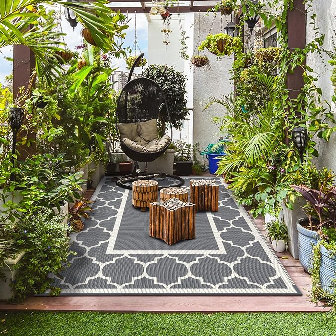 GENIMO 8 ' x 10 ' Outdoor Rug for Patio, Waterproof Indoor Outdoor Plastic - Image 3