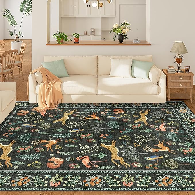DUKINO 8x10 Rug, Washable Animal Living Room Rug - Image 2