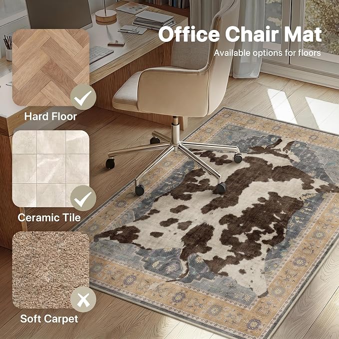 48"x60" Office Chair Mat for Hardwood Tile Floor, Under Desk Carpet Protector - Image 3