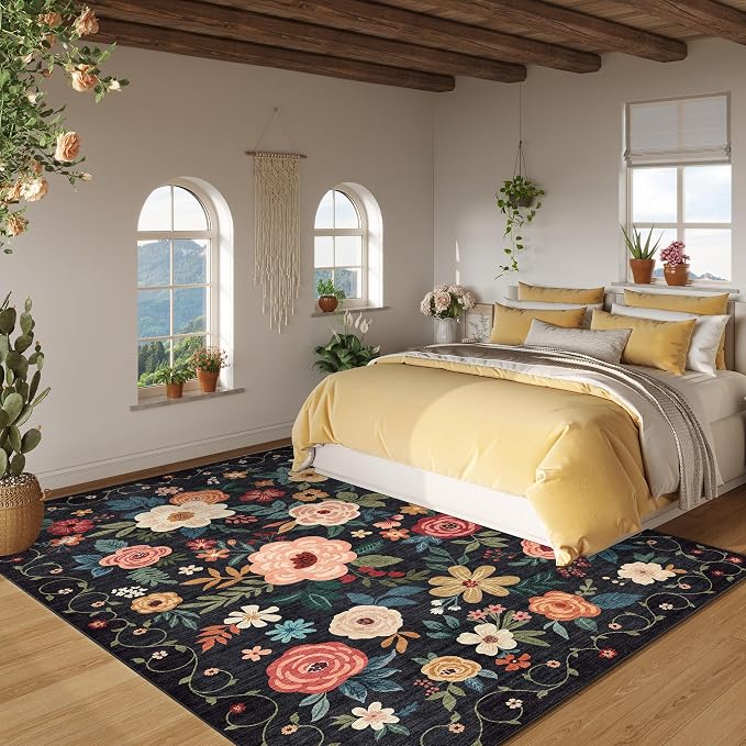 DUKINO 9x12 Area Rug, Floral Rugs - Image 4