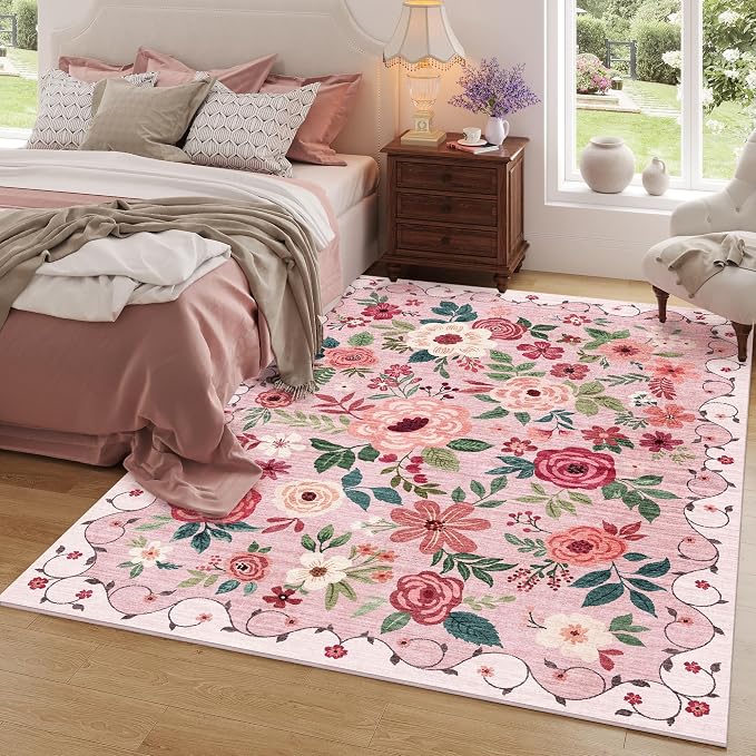 DUKINO 6x9 Area Rug, Floral Rugs - Image 3
