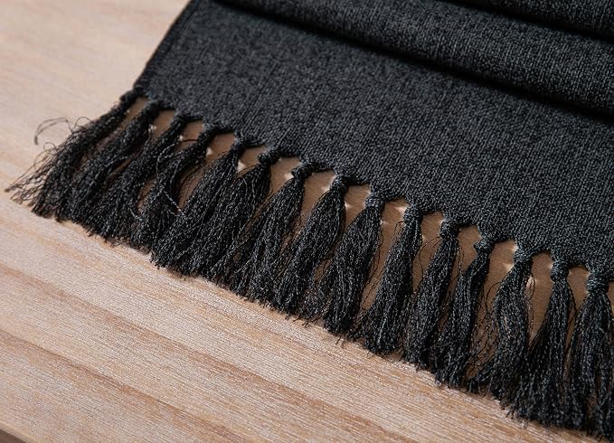 Black Table Runners 48 Inches Long, Burlap Linen Style Rustic Farmhouse Table - Image 6