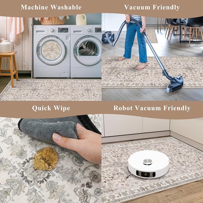 3x7 Washable Non-Slip Kitchen Runner Rug – Soft Low-Pile Stain-Resistant Carpet - Image 7
