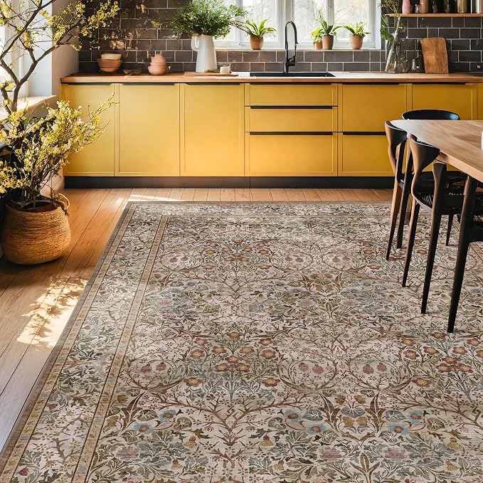 Hazo Haus Vintage Moss Green Living Room Rug, Neutral Taupe 8x10 Washable Area - Image 3