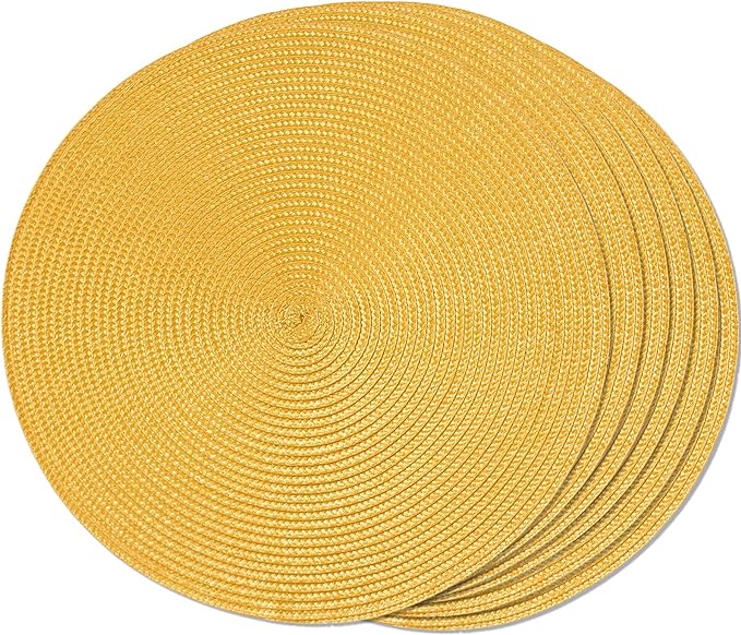 FunWheat Round Braided Placemats Set of 6 Table Mats by FunWheat