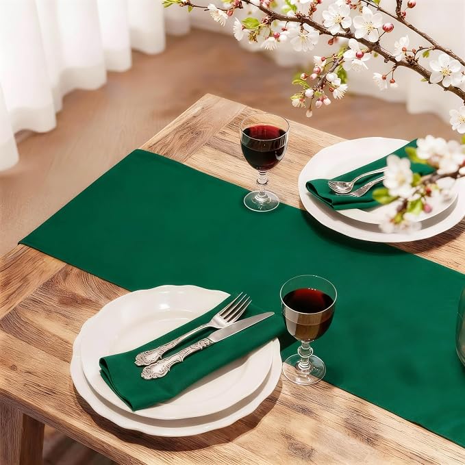 FOLINS&HOME Green Waterproof Decorative Table Runner 72 Inches Long | 210GSM - Image 2