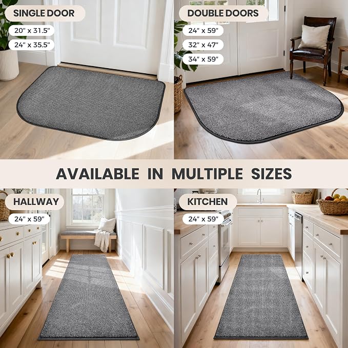 PURRUGS Dirt Trapping Door Mat Half Round 24" x 35.5", Non-Slip Machine - Image 9