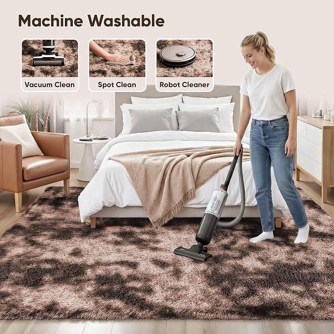 Area Rug for Living Room Bedroom: 5x7 Soft Fluffy Shag Upgrade Non-Slip High - Image 8