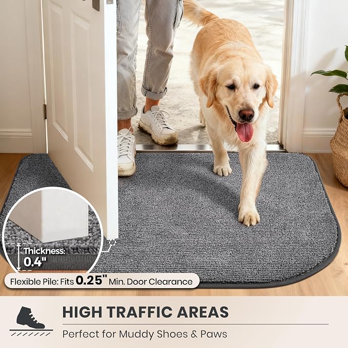 PURRUGS Dirt Trapping Door Mat Half Round 32" x 47", Non-Slip Machine Washable - Image 6