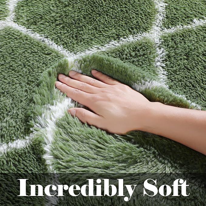 ONASAR 6x9 Area Rugs for Living Room Bedroom, Large Fluffy Olive Green and - Image 2