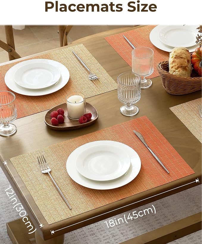 Leetaltree Gradient Burnt Orange Woven Placemats Set of 24 - Image 4