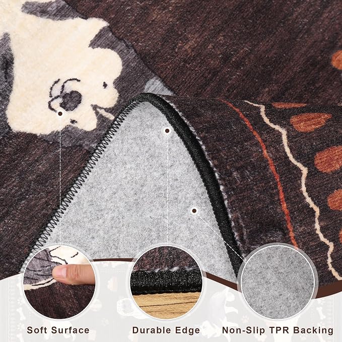 DUKINO 6x9 Rug for Living Room, Lightweight Animal Dog Print Washable Area Rug - Image 5