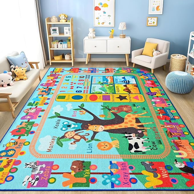 Kids Rug for Playroom, 6x9 ABC Educational Carpet for Classroom, Fun Alphabet by Unknown
