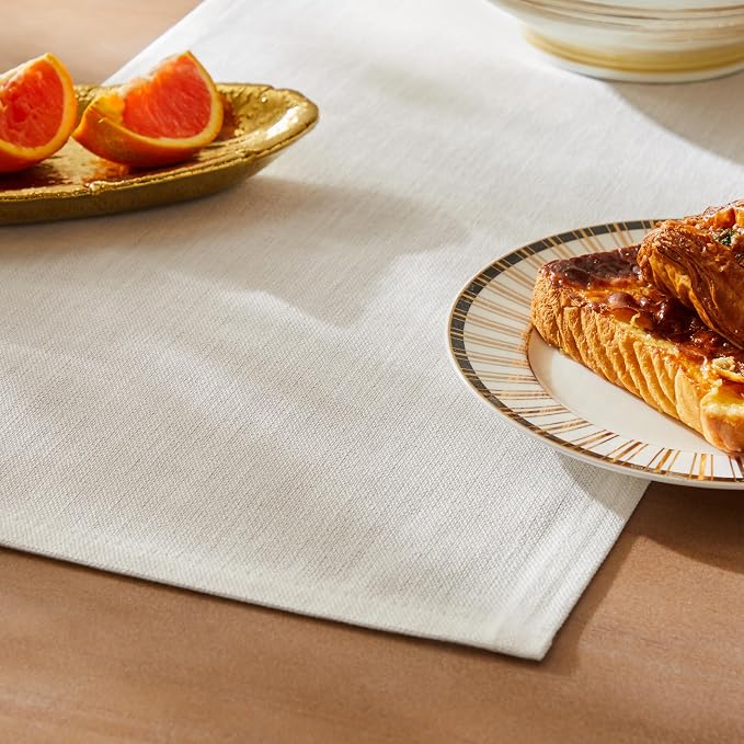 Rustic Cotton Linen Table Runner, 13x72 Inches Off White | Farmhouse Style by ZEEMARTONLINE