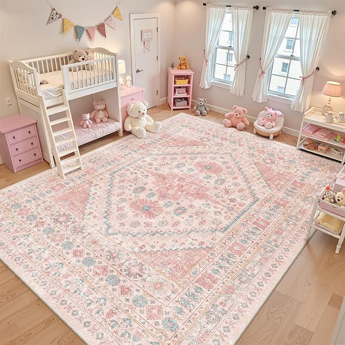 zesthome 8x12 Area Rugs for Girls Bedroom, Low Pile Machine Washable Rugs - Image 4