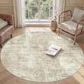 Soalmost 5x5 Beige Gray Round Rug 5ft Living Room Circle Rug Vintage Round Area by Soalmost