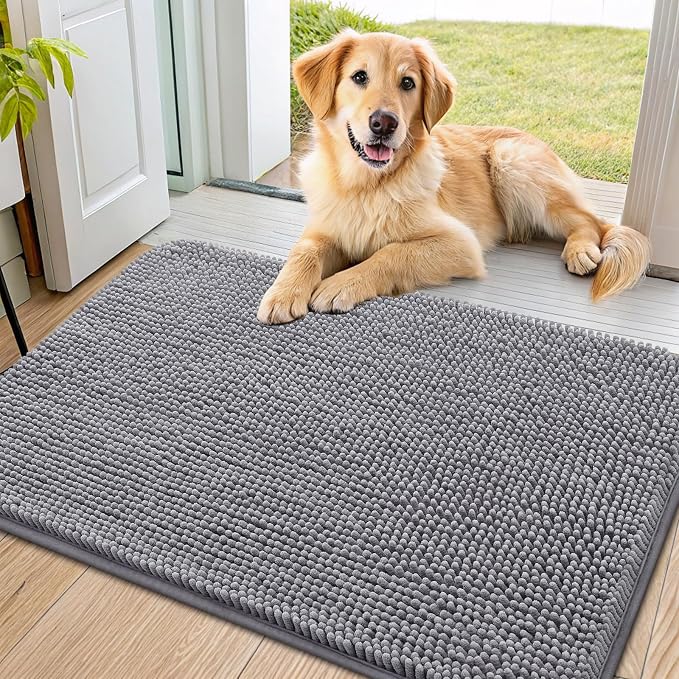 Smiry Dog Door Mat for Muddy Paws 36x24, Absorbent Dirt Trapper, Non-Slip by Smiry