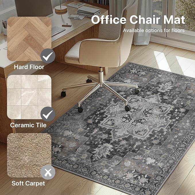 48"x60" Office Chair Mat for Hardwood Tile Floor, Under Desk Carpet Protector - Image 3