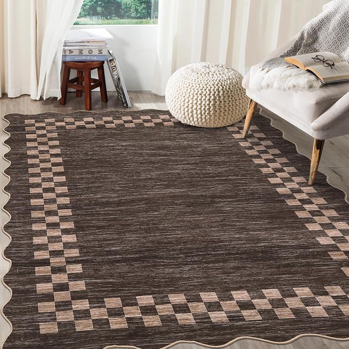 GarveeHome 10x13 Area Rug Large Living Room Scalloped Rug Non Slip Low Pile - Image 7