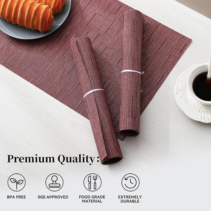 Leetaltree Burgundy Placemats Set of 12 - Image 2