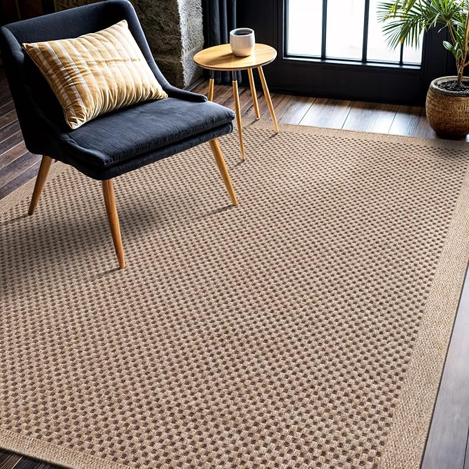 CAMILSON Easy Jute Rug 5x7, Indoor Outdoor Natural Color Fiber Area Rugs - Image 4