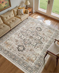 9x12 Vintage Area Rug: Washable Neutral Soft Non Slip Thin Large Floor Carpet by MICGEEK