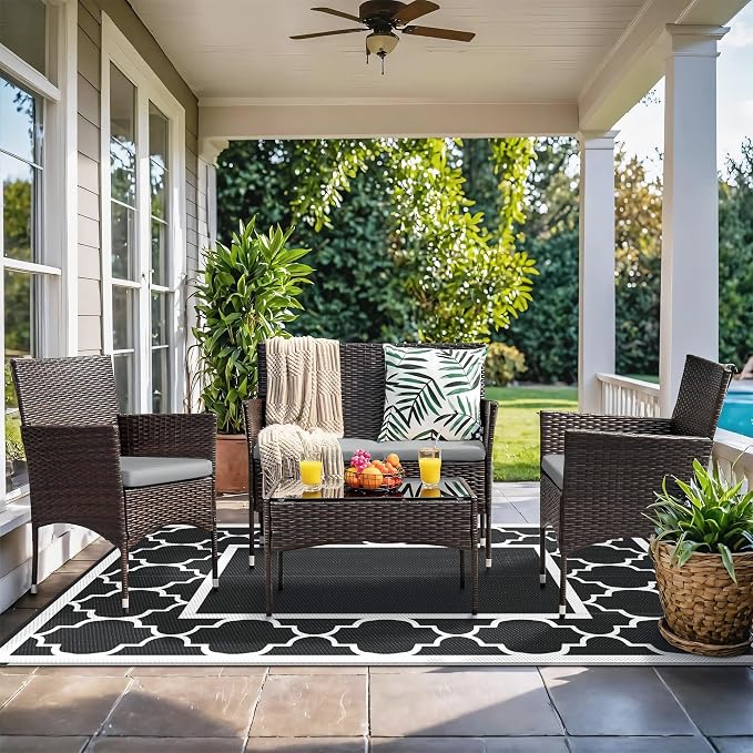 GENIMO 9 ' x 12 ' Outdoor Rug for Patio Clearance, Waterproof Indoor Outdoor - Image 2