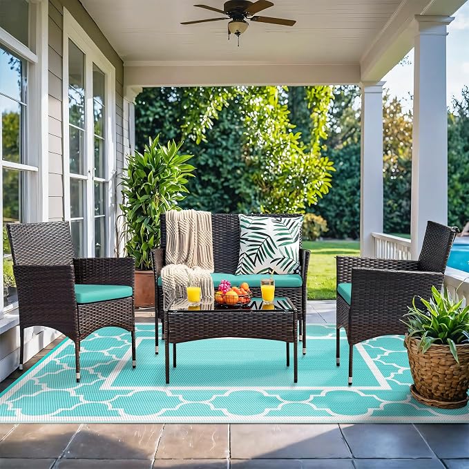 GENIMO 9 ' x 12 ' Outdoor Rug for Patio Clearance, Waterproof Indoor Outdoor - Image 2