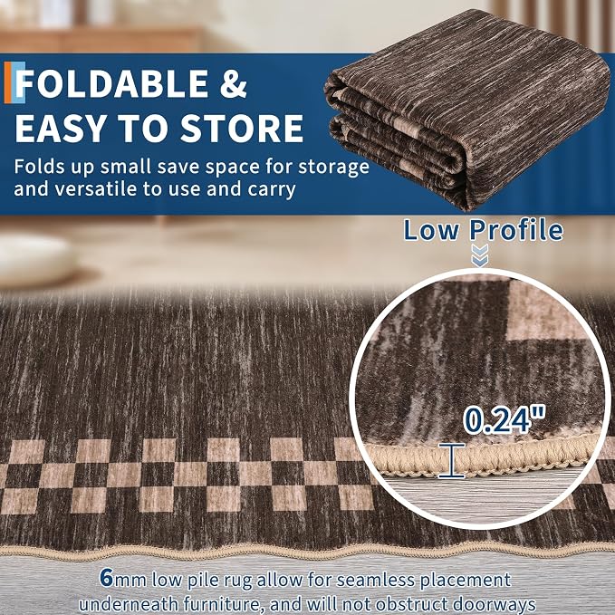 GarveeHome Area Rug 6x9 Large Living Room Modern Border Throw Rug - Image 4