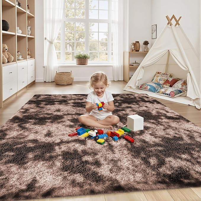 Area Rug for Living Room Bedroom: 6x9 Soft Fluffy Shag Upgrade Non-Slip High - Image 4