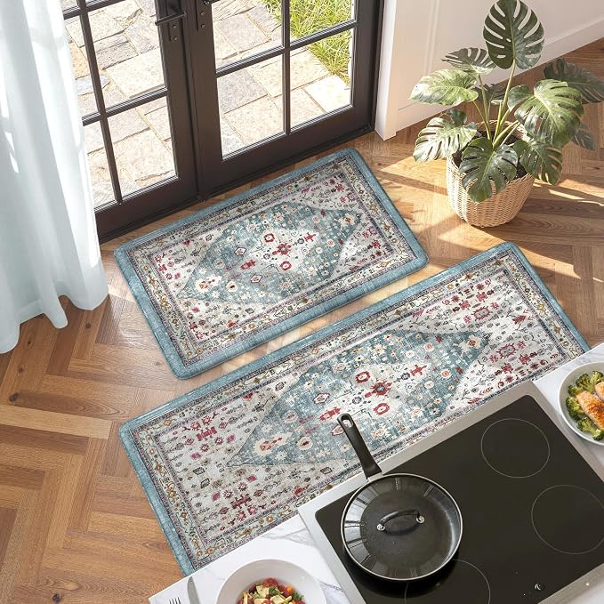 Collive Boho Kitchen Rugs and Mats 2PCS Cushioned Anti-Fatigue Floor Mat - Image 8